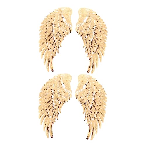SEWACC 2 Paare Engelsflügel Bestickt Kleiderapplikation Kleidung Hochzeit Aufnäher Nähen Flicken Nähen Stickerei Flügelfleck Süße Applikationen Diy-pailletten-applikation Polyester Golden SEWACC 2 Paare Engelsflügel Bestickt Kleiderapplikation Kleidung Hochzeit Aufnäher Nähen Flicken Nähen Stickerei Flügelfleck Süße Applikationen Diy-pailletten-applikation Polyester Golden von SEWACC
