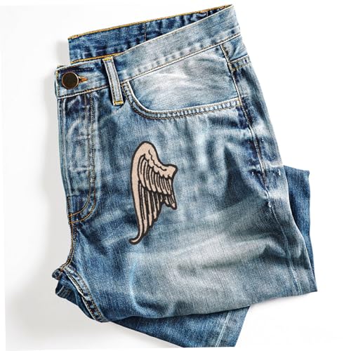 SEWACC 2 Paare Gestickte Flügel Applique Patches aus Pu leder Strapazierfähige Flicken zum Aufnähen für Kleidung Rucksäcke Hüte Schuhe DIY Dekoration und Reparatur Einzigartiges Design von SEWACC