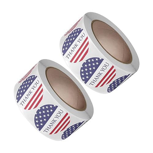 SEWACC 2 Rollen 1000 Stück Aufkleber rolle flaggen sticker kalender sticker Tag stickers Aufkleber-Etiketten Aufkleber mit patriotischer Flagge USA-Flaggenaufkleber Danke Aufkleber Papier von SEWACC