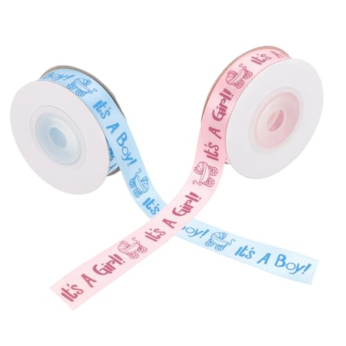 SEWACC 2 Rollen Babyribbon Yards Geschenkband für Taufe Shower Beidseitig Bedruckt Glatte Oberfläche Strapazierfähig DIY Geschenkverpackung Partydeko Farblich Sortiert Blau Rosa SEWACC 2 Rollen Babyribbon Yards Geschenkband für Taufe Shower Beidseitig Bedruckt Glatte Oberfläche Strapazierfähig DIY Geschenkverpackung Partydeko Farblich Sortiert Blau Rosa von SEWACC