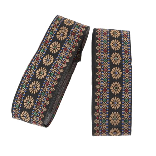 SEWACC 2 Rollen Breites Jacquard webband Ethno stil Polyester DIY Dekorationsband Strapazierfähig Knitterfrei Luftdurchlässig Vielseitig für Kleidung Basteln Hochzeit Party von SEWACC