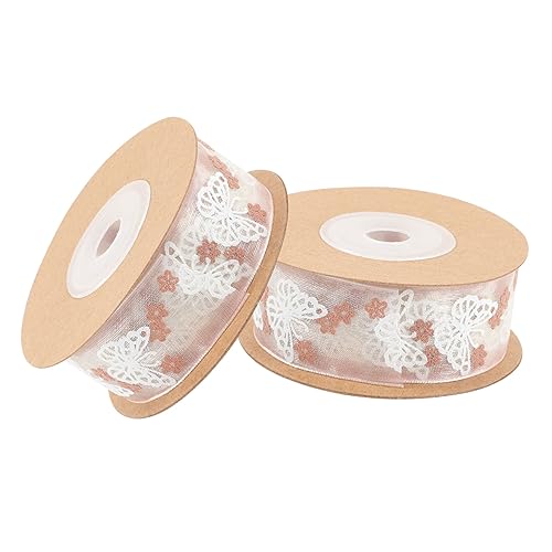 SEWACC 2 Rollen Dekorative Schleifenbänder Rosa Cuttable DIY Geschenkband für Bastelprojekte Hochzeiten und Festtagsdekorationen Langlebig und Farbenfroh von SEWACC