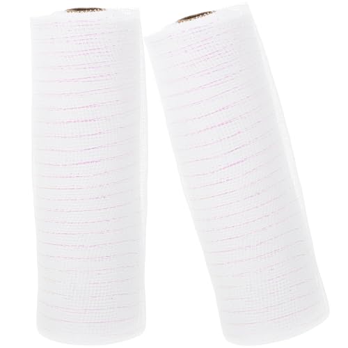 SEWACC 2 Rollen Dekorative Voile Halloween Dekor Metall Kranz Metall Dekor Sheer Mesh Band Weiß Glitzer Band Geschenk Mesh Band Blume Geschenkpapier Handwerk Verpackung Mesh Geschenkverpackung Mesh von SEWACC