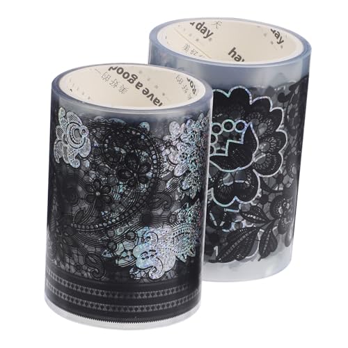 SEWACC 2 Rollen Dekoratives Pet klebeband mit Spitzenmuster Vielseitiges DIY Bastelband für Scrapbooking Handarbeit Geschenkverpackung und Vintage dekoration Einfach Abreißbar Geeignet von SEWACC