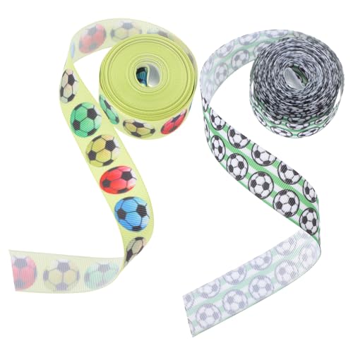 SEWACC 2 Rollen Fußball Geschenkband Dekoratives Geschenkband für Kreative Geschenkverpackung Kuchendekoration und Partyaccessoires mit Elegantem Design von SEWACC