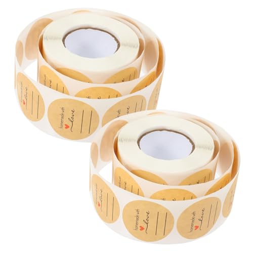SEWACC 2 Rollen Handgefertigte Aufkleber für Backwaren Selbstklebende Siegel Etiketten Vielseitig für Hochzeit Geburtstag Kleines Unternehmen Geschenkverpackung mit Liebe Gestaltet von SEWACC