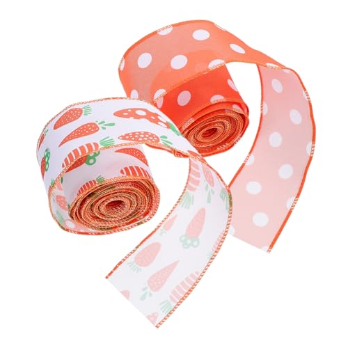 SEWACC 2 Rollen Osterband Geschenkband Zu Ostern Mesh-stoffband Bastelbänder Zu Ostern Fröhliche Osterbänder Polyester von SEWACC