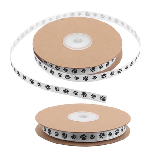SEWACC 2 Rollen Pfotenmotiv Band Hochwertiges Diy Dekorationsmaterial für Haustierliebhaber Yards für Partys und Kreative Bastelprojekte Weiß von SEWACC