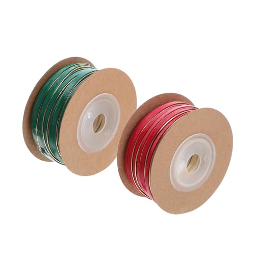 SEWACC 2 Rollen Pu-lederband Weich und Glatt für Geschenkverpackung Basteln Hochzeitsdeko Partydekoration DIY Haarschmuck Farbmix Rot Grün von SEWACC