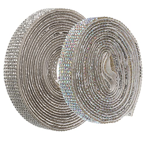 SEWACC 2 Rollen Selbstklebendes Strassband Kristall Rhinestone Ribbon für DIY Basteln Schmuck Handy Auto Dekoration Vielseitig Haftend Robust von SEWACC