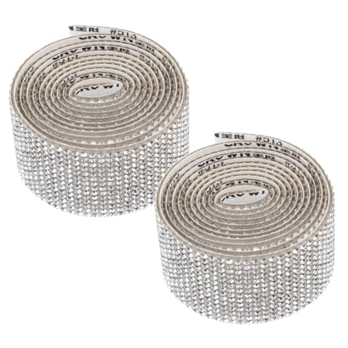 SEWACC 2 Rollen Selbstklebendes Strassband Reihen Silber Breit DIY Schmuckband für Kleidung Dekoration Basteln Glitzersteine Flexibel Zuschneidbar Vielseitig Verwendbar von SEWACC