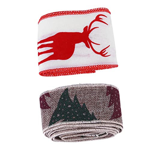 SEWACC 2 Rollen Teiliges Xmas Geschenkband Hochwertigem Juteband mit Weihnachtlichem Druck DIY Dekoband für Geschenkverpackung Party Kuchen und Haar Deko Festliche Schleifen für SEWACC 2 Rollen Teiliges Xmas Geschenkband Hochwertigem Juteband mit Weihnachtlichem Druck DIY Dekoband für Geschenkverpackung Party Kuchen und Haar Deko Festliche Schleifen für von SEWACC