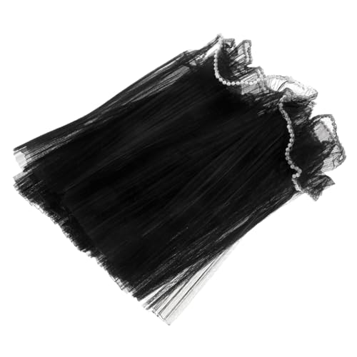 SEWACC 2 Rollen Tüll Netzstoff mit Perlenkante Schwarz Hochwertiges Floristen Geschenkband für Hochzeits Party Dekoration Vielseitiges Bastel und Blumenverpackungsmaterial von SEWACC