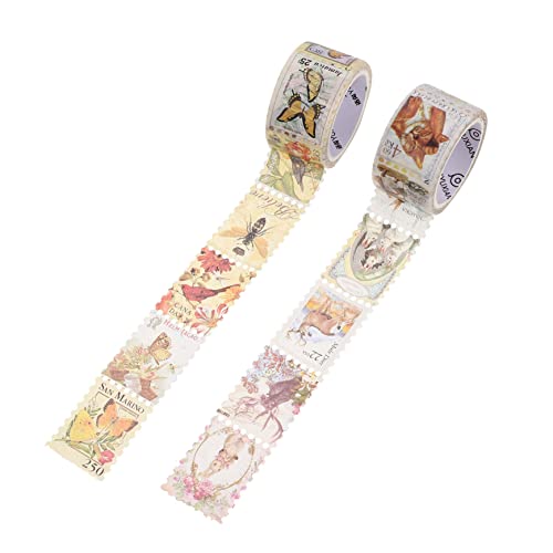 SEWACC 2 Rollen Vintage Washi Tape Dekoratives Klebeband mit Poststempel Motiven für Scrapbooking Tagebücher und Kreative Projekte für Kalender Briefe und von SEWACC