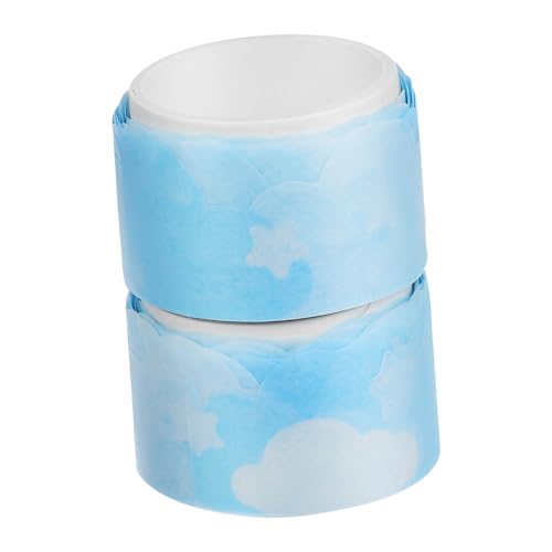 SEWACC 2 Rollen Washi Tape Dekoratives Dünnes Klebeband für Scrapbooking und Journaling DIY Tape Blau mit Wolkenmuster Leicht Abziehbar und Vielseitig Einsetzbar von SEWACC
