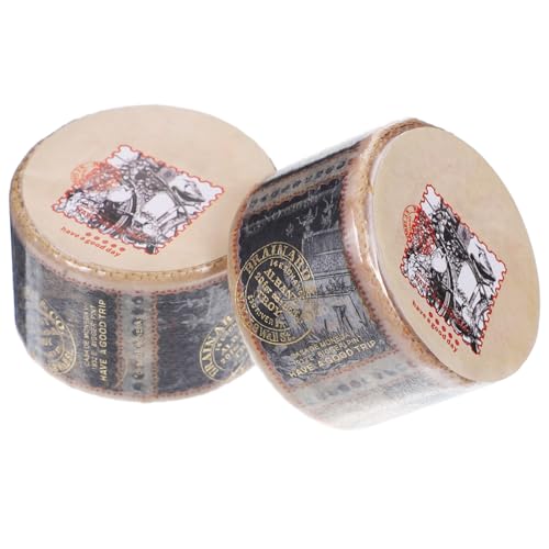 SEWACC 2 Rollen Washi Tape Vintage Briefmarken Design Selbstklebendes DIY Klebeband für Scrapbook Notizbuch Planer und Retro Basteldekoration Bunte Muster Zufällig von SEWACC