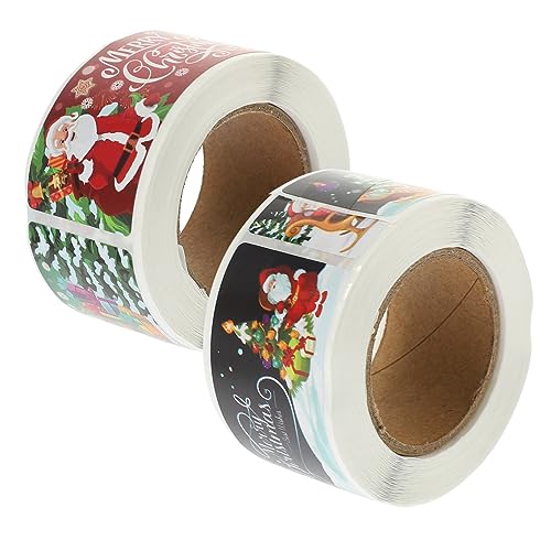 SEWACC 2 Rollen Weihnachtliche Selbstklebende Aufkleber Dekorative Etiketten für Kartons und Umschläge für Persönliche Botschaften und Festliche Verpackungen von SEWACC