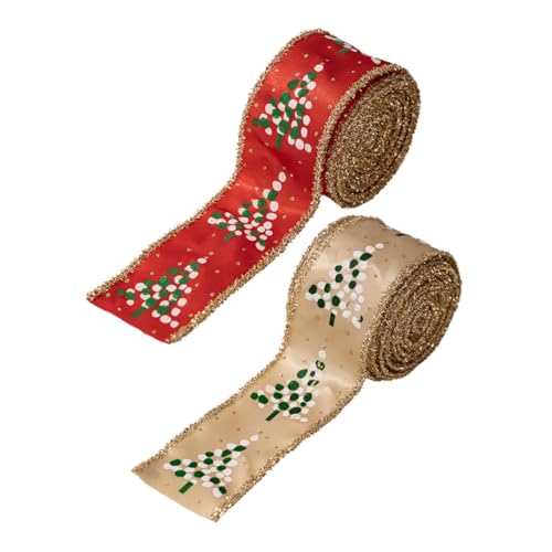 SEWACC 2 Rollen Weihnachtsband mit Drahtkante Festliches Satin Geschenkband in Rot und Khaki Vielseitig Formbares Deko-band für Weihnachtskränze Schleifen Geschenke und Diy-bastelprojekte SEWACC 2 Rollen Weihnachtsband mit Drahtkante Festliches Satin Geschenkband in Rot und Khaki Vielseitig Formbares Deko-band für Weihnachtskränze Schleifen Geschenke und Diy-bastelprojekte von SEWACC