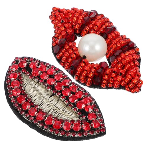 SEWACC 2 STÜCK DIY Patch Aufnäher Rote Lippen mit Perlen Verzierung Praktisch und Delikat Für Kleidung Taschen Hüte Jeans Personalisierung und Reparatur Kreatives Zubehör für Mode und SEWACC 2 STÜCK DIY Patch Aufnäher Rote Lippen mit Perlen Verzierung Praktisch und Delikat Für Kleidung Taschen Hüte Jeans Personalisierung und Reparatur Kreatives Zubehör für Mode und von SEWACC