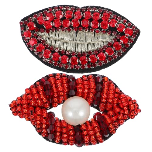 SEWACC 2 STÜCK Rote Lippen Stoffaufnäher mit Perlenverzierung Langlebige DIY Kleidung Patches zum Aufnähen Praktische Textil Sticker für Jacken Pullover und Kleidung Reparieren oder SEWACC 2 STÜCK Rote Lippen Stoffaufnäher mit Perlenverzierung Langlebige DIY Kleidung Patches zum Aufnähen Praktische Textil Sticker für Jacken Pullover und Kleidung Reparieren oder von SEWACC