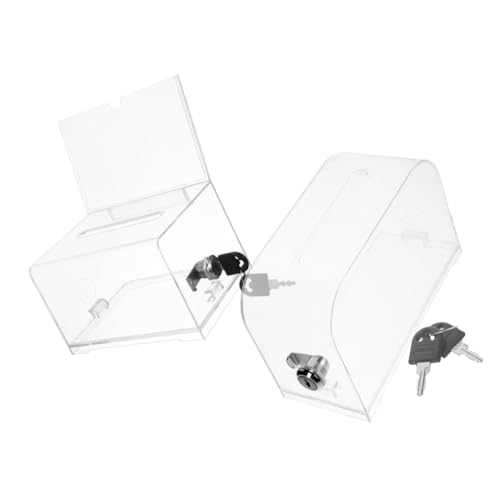 SEWACC 2 Sätze Aufbewahrungsbox für Visitenkarten Acryl Spendenbox mit Schloss Praktische Spenden und Abstimmungsbox für Geld und Karten für Veranstaltungen und von SEWACC