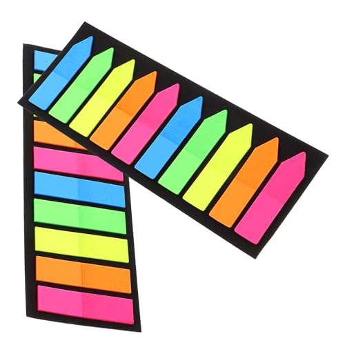 SEWACC 2 Sätze Beschreibbare Selbstklebende Index Tabs Fluoreszierende Spitzen Bunte Haftnotizen für Bücher Notizen Dokumentenmarkierung für Schule Büro Studium und Archivierung von SEWACC