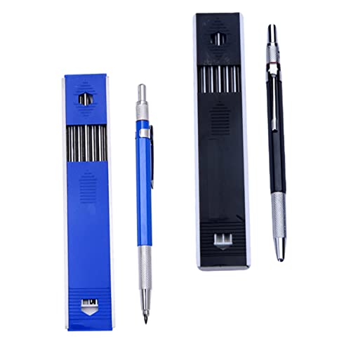 SEWACC 2 Sätze Premium Druckbleistift für Zeichnungen Metallkörper Rutschfester Griff für Künstler Handwerker und Konstrukteure Marker Nachfüllungen und Präziser Minenführung von SEWACC
