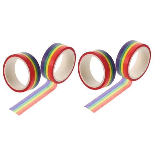 SEWACC 2 Sätze Regenbogen Streifen Washi Tape Diy Masking Tape Für Scrapbooking Journal Und Bastelprojekte Lange Abreißbare Dekorative Klebebänder 2 Stück * 2 von SEWACC