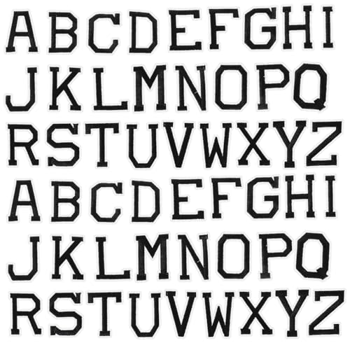 SEWACC 2 Sätze Schwarze und Weiße Buchstaben Aufbügel patches Stick Nähen Bestickte Alphabet Applikationen zum Dekorieren und Reparieren von Kleidung Jeans Taschen DIY Zubehör von SEWACC