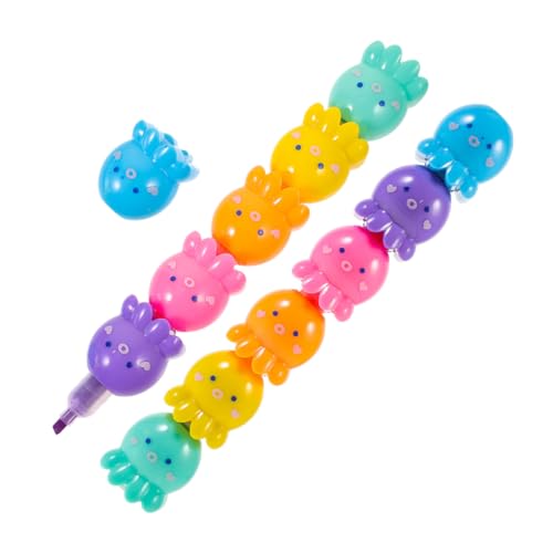 SEWACC 2 Sätze Stapelbare Octopus Fluorescent Marker Abnehmbar und Modular Keilspitze Leuchtende Farben Kreative Schreib Malutensilien für Schule Büro Zuhause von SEWACC
