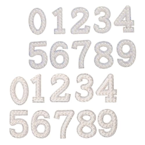 SEWACC 2 Satz Perlen Strass Zahlen Aufnäher zum Aufbügeln Langlebiger Vliesstoff Selbstklebend DIY Applikationen für Kleidung Taschen Hüte Schuhe Eleganter Perlenschmuck Einfache von SEWACC