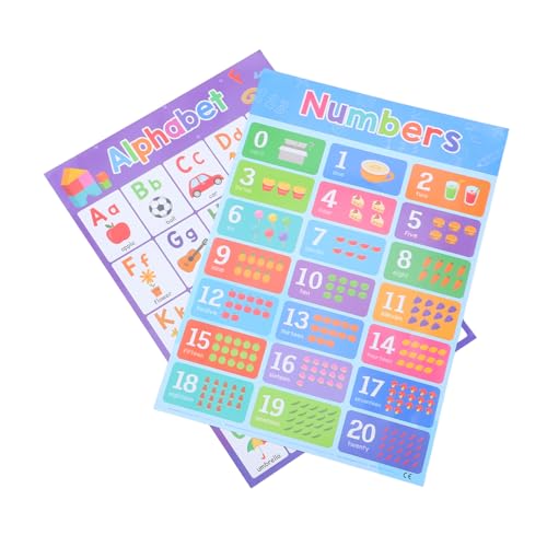 SEWACC 2 Stück Alphabet Zahlen Wandbilder für Vorschule Kindergarten und Homeschooling Robuste und Langlebige Bildungsressourcen für Frühes Lernen von SEWACC