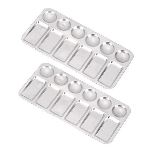 SEWACC 2 Stück Aluminium Leichtes Mischtablett für Wasserfarben Acryl und Gouache für Künstler und Schüler Einfach zu Reinigen und Wiederverwendbar von SEWACC