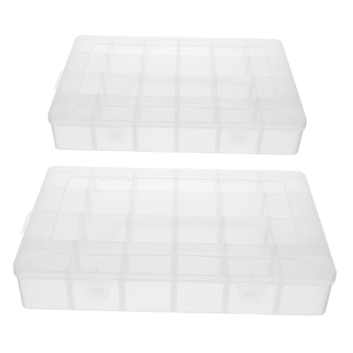 SEWACC 2 Stück Aufbewahrungsbox mit Abnehmbaren Trennwänden Fächer Transparente Kunststoff Organizer für Schmuck Bastelmaterialien und Kleinteile Tragbar und Platzsparend von SEWACC