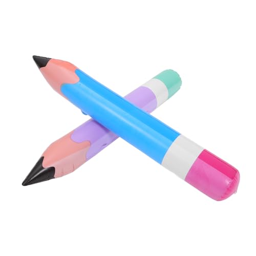 SEWACC 2 Stück Aufblasbare Riesen Buntstifte Bunte PVC Partydeko für Kindergeburtstag und Schulfeier Farbenfrohe Aufblasbare Bleistift Deko Blau und Lila Lustiger Partyspaß von SEWACC