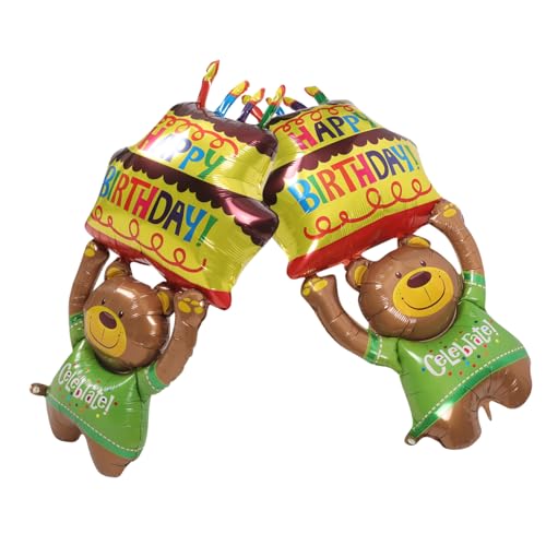 SEWACC 2 Stück Bär Folienballons mit Kuchen Niedliche Tier Party Dekoration Geburtstagsballons für Langlebige und Flexible Luftballons für Fröhliche Feierlichkeiten SEWACC 2 Stück Bär Folienballons mit Kuchen Niedliche Tier Party Dekoration Geburtstagsballons für Langlebige und Flexible Luftballons für Fröhliche Feierlichkeiten von SEWACC