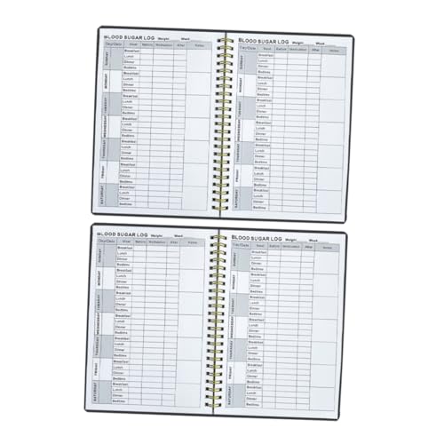 SEWACC 2 Stück Blutzucker Monitoring Notizbuch Format mit Spiralbindung für Einfache Handhabung Tragbares Medizinisches Logbuch zur Gesundheitsüberwachung von SEWACC