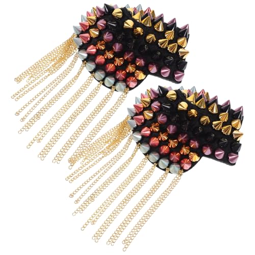 SEWACC 2 Stück Bunte Punk Epauletten mit Quasten und Nieten Dekorative Uniform Schulterklappen für Kostüme Einfach Anzubringen Auffällige Mode Accessoires für Männer und Frauen SEWACC 2 Stück Bunte Punk Epauletten mit Quasten und Nieten Dekorative Uniform Schulterklappen für Kostüme Einfach Anzubringen Auffällige Mode Accessoires für Männer und Frauen von SEWACC