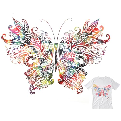 SEWACC 2 Stück Bunte Schmetterling Aufnäher zum Aufbügeln Heat Transfer DIY Decals für Kleidung DIY Applikationen Langlebig und Kreativ für Individuelle Textilveredelung von SEWACC