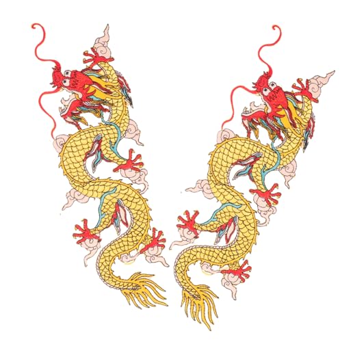 SEWACC 2 Stück Diy Dragon Iron Patches Dekorative Aufbügelbare Flicken für Kleidung Mützen und Handwerksprojekte Verschleißfest und Einfach Anzuwenden für Verschönerung und Reparatur von von SEWACC
