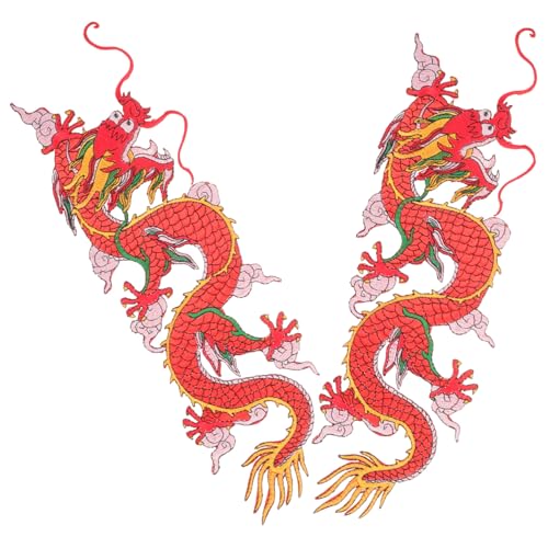 SEWACC 2 Stück Dragon Muster Bügelpatches Kleine Tragbare Stoffaufnäher für Kleidung für Jacken Kissen und Diy Projekte Stickerei Langlebig und Praktisch von SEWACC