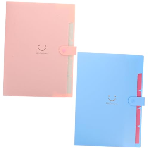 SEWACC 2 Stück Fächermappe Bunte Mehrlagige Kunststoff Dokumentenmappe für Büro Schule und Zuhause Geräumig und Langlebig Rosa und Himmelblau von SEWACC