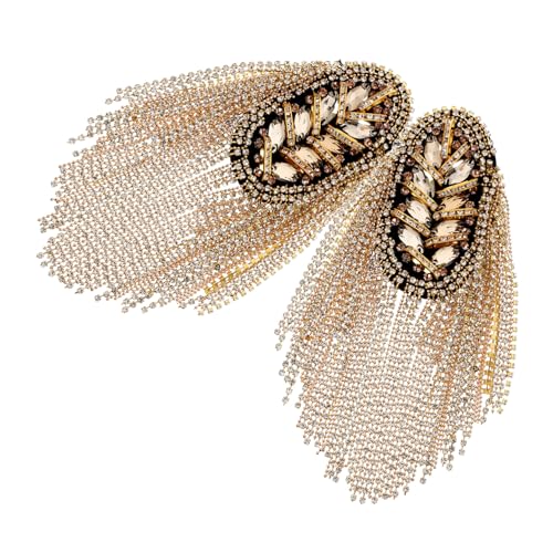 SEWACC 2 Stück Goldene Quasten Schulterepauletten Teilig mit Strass Metall Schulterverzierung für Damen Fransen Ketten Accessoires Vielseitig Einsetzbar für Kleidungsdekoration SEWACC 2 Stück Goldene Quasten Schulterepauletten Teilig mit Strass Metall Schulterverzierung für Damen Fransen Ketten Accessoires Vielseitig Einsetzbar für Kleidungsdekoration von SEWACC