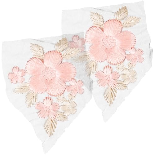 SEWACC 2 Stück Große Spitzen Blumen Patches Bestickte Spitzenapplikationen zum Aufbügeln für Damenkleidung Langlebige DIY Dekoration für Brautkleider und Festliche Outfits von SEWACC