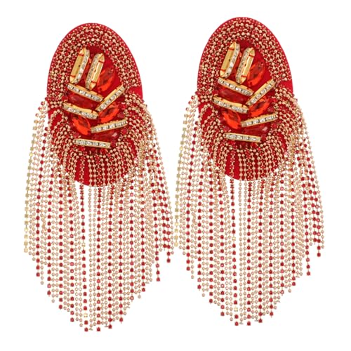 SEWACC 2 Stück Handgefertigte Perlenfransen Schulterabzeichen für Jacken Kostümdekor für Männer und Frauen Vielseitige Modeaccessoires von SEWACC