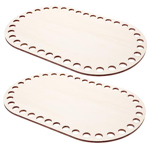 SEWACC 2 Stück Holz Korbboden Häkeln Teilig Ovale Stabile Holzbasis mit Vorgebohrten Löchern Langlebig und Glatt für DIY Häkelkorb Taschen Basteln für Anfänger und Handarbeitsprojekte von SEWACC