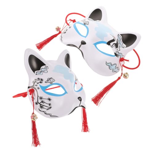 SEWACC 2 Stück Japanische Fox Cosplay Halbmaske Einzigartiges Kostümzubehör für Partys Festivals und Halloween Maskeraden SEWACC 2 Stück Japanische Fox Cosplay Halbmaske Einzigartiges Kostümzubehör für Partys Festivals und Halloween Maskeraden von SEWACC