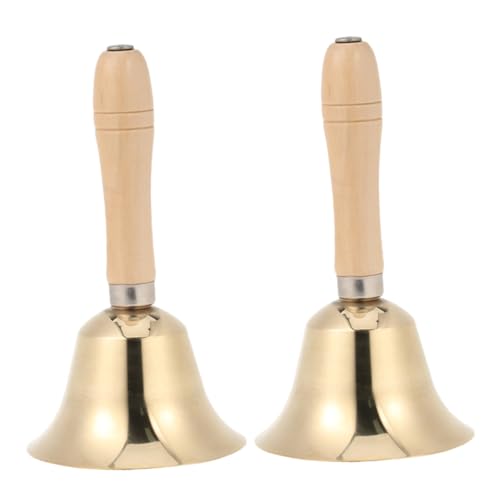 SEWACC 2 Stück Kleinbell Handglocke aus Massivem Kupfer mit Holzgriff für Yoga Gebet Klassenzimmer Türen und Seniorenbetreuung Lauter und Tragbar von SEWACC