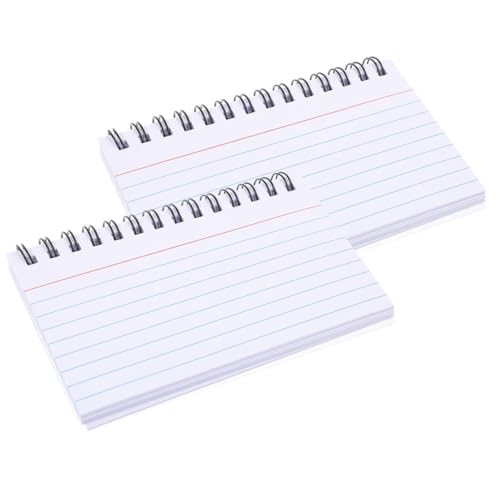 SEWACC 2 Stück Kleine Spiral Notizblöcke Abreißbare Karteikarten mit Ringbindung Linierte Lernkarten für Schüler und Lehrer Notizbuch für Büro und Studium Weiß von SEWACC