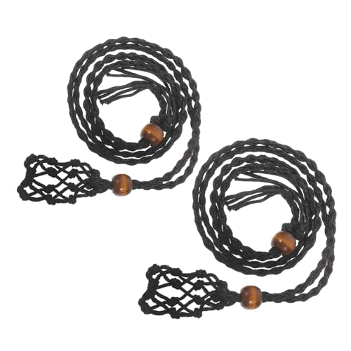 SEWACC 2 Stück Kristall Halskette Leerer Halskettenhalter Halskettenschnüre Schmuckzubehör Halskette Aus Steinen Selber Machen Handgewebte Halskette Diy -halskette Black Baumwollfaden von SEWACC